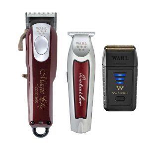 Trimmerpaket bestående av WAHL Magic Clip Cordless, Wahl Detailer Cordless och Wahl Vanish. Perfekt trimning varje gång.