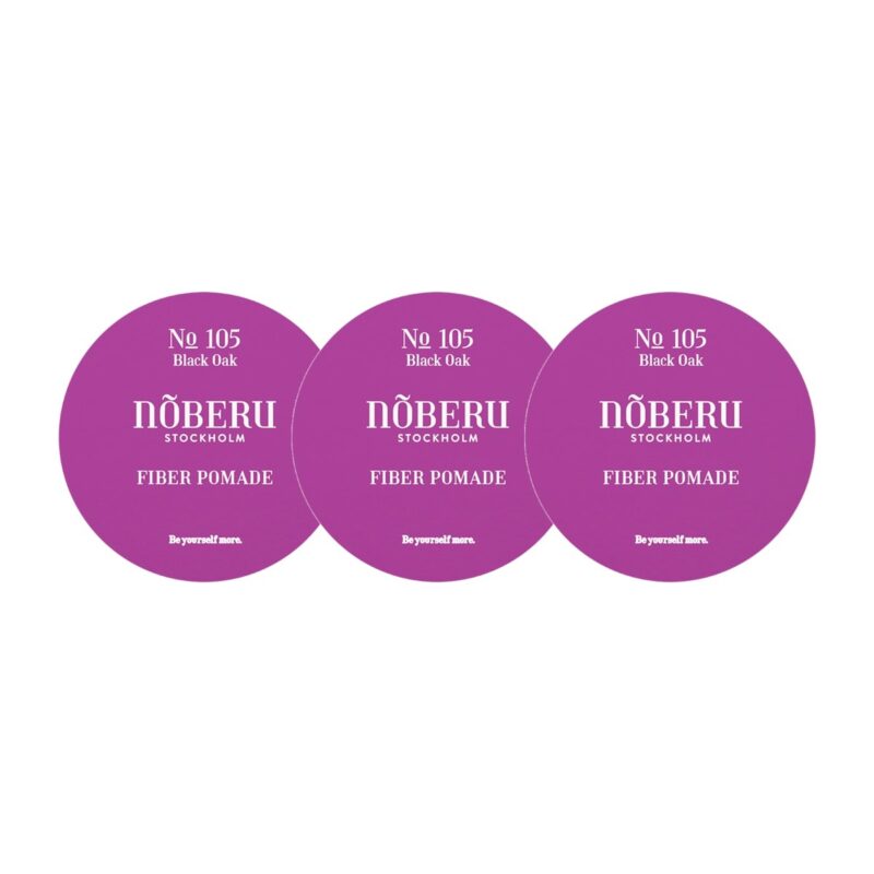 3 st Noberu Fiber Pomade 80 ml mot vit bakgrund