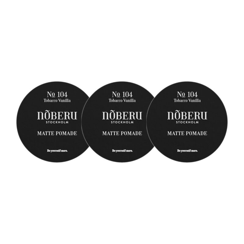 3 st Noberu Matte Pomade 90 ml mot vit bakgrund