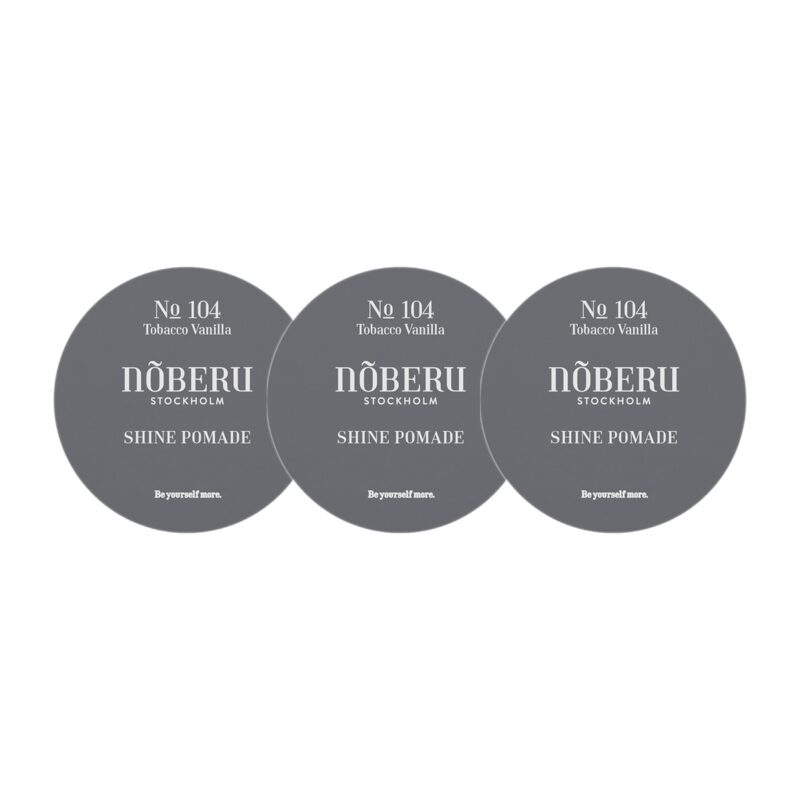 3 st Noberu Shine Pomade 90 ml mot vit bakgrund