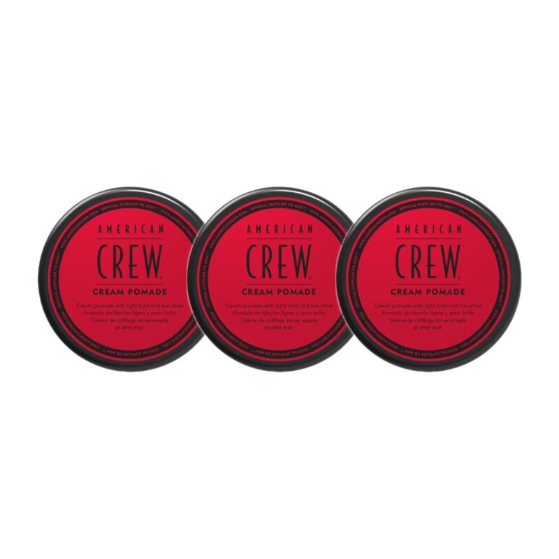 3 st American Crew Cream Pomade 85 g mot vit bakgrund